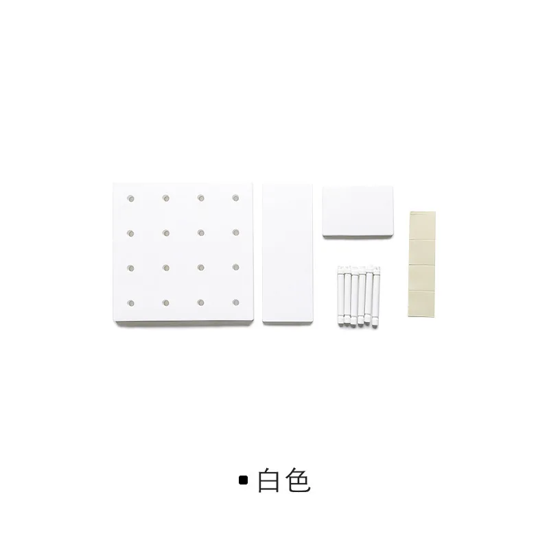1 набор, Пластиковая Полка для хранения с отверстием, с наклейкой, настенные крючки, Домашний Органайзер, кухонный инструмент для ванной - Цвет: White