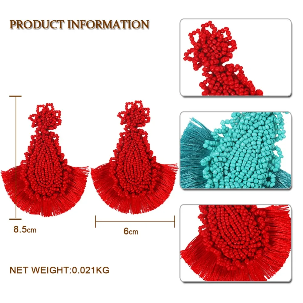 Лучшие женские красные серьги ручной работы из бисера, ювелирные изделия для женщин, Висячие висячие серьги с бахромой, серьги для свадебной вечеринки