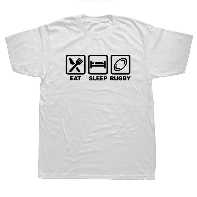 WEELSGAO جديد الصيف نمط أكل النوم Rugbying T قميص الرجال عارضة قصيرة الأكمام القطن تي شيرت مضحك الهيب هوب الذكور بلوزات مستديرة العنق المحملات