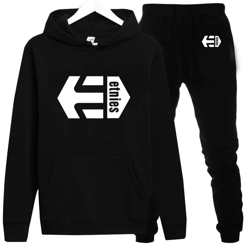 

Tracksuits Men Polyester Sweatshirt Fleece 2019 Gyms winter Hoodie+drawstring Pants Casual Men's Track Suit Sportswear Fitness