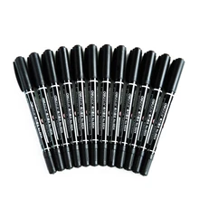 Водонепроницаемый двойной головкой на масляной основе Перманентный маркер ручка черный красный синий Чернила Канцелярские Принадлежности