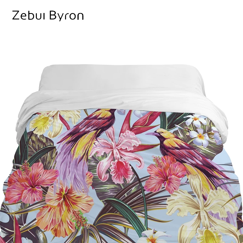 

1PCS 3D HD Printing Duvet Cover 200x220/200x200,Wedding Quilt/Blanet Cover,Purple Bird Flower Bedding Twin/King/Queen Drop Ship