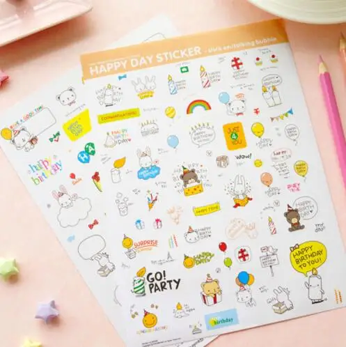 

2 pcs/set Little bear's birthday sticker album Scrapbook decoration DIY Handmade Sticker Gifts Card Scrapbooking Arts crafts