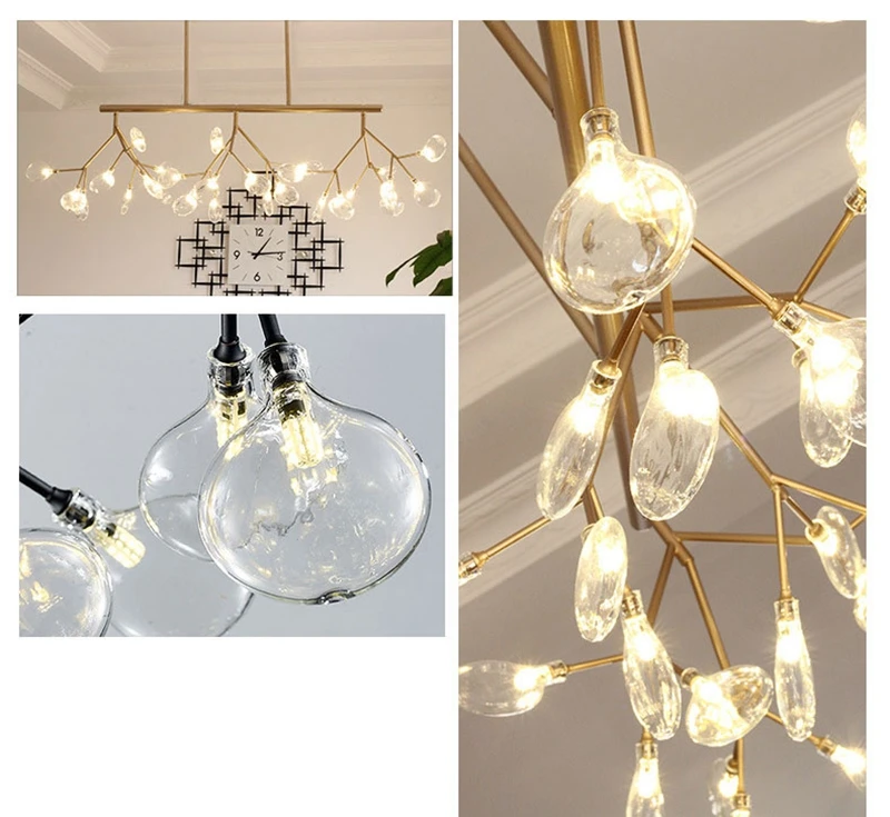 Modern Firefly Pendant Strips Branch Pendant Lamp Light Nordic firefly  Cafe Bar Iron Suspension Fixtures LED Three-end light (7)