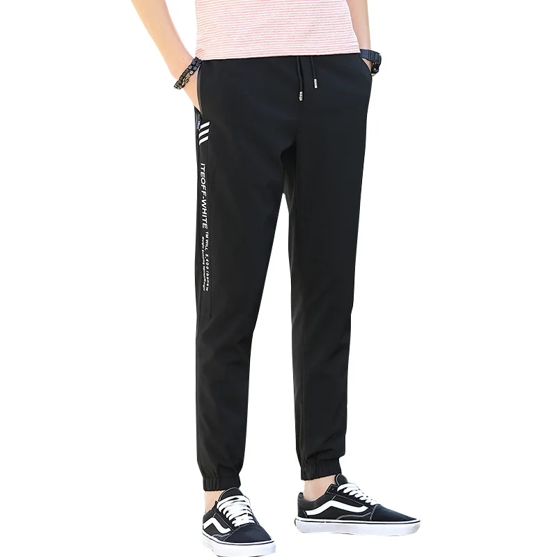 

Summer Casual Harem Pants Straight Sweatpants Plaid Ankle-Length Pants Solid Trousers Elastic Cuffs Cloth Autumn Plus Size 4XL
