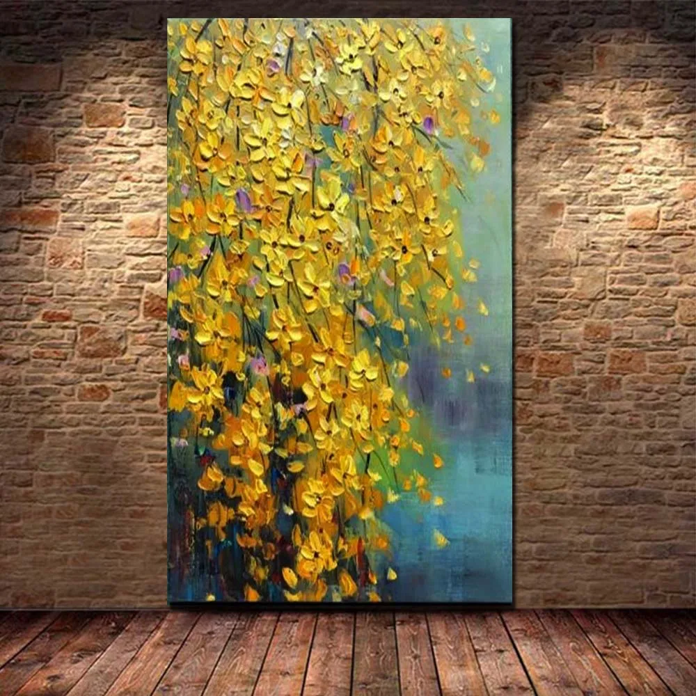 Aliexpress.com : Buy Large 100% Handp Painted Yellow Flower Abstract