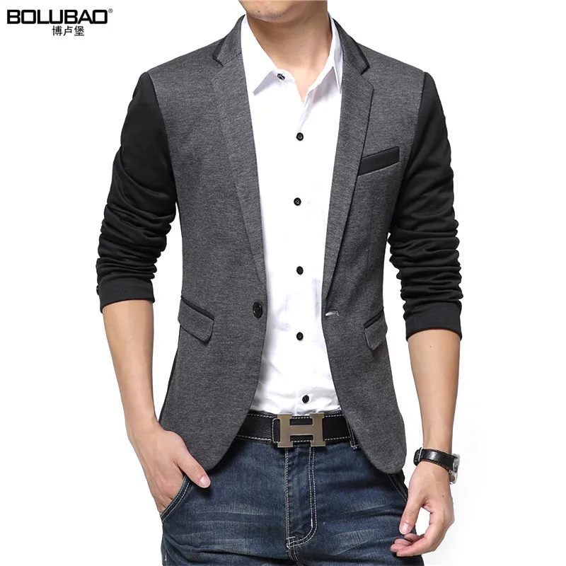 2016 New Fashion Casual Men Blazer Cotton Slim Korea Style Suit Blaser ...