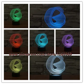 

2017 Unique Abstract Geometry Minimalist 3D USB LED Lamp Colors Gradient Mood Night Light Bedroom Decor King Ring lampara Luces