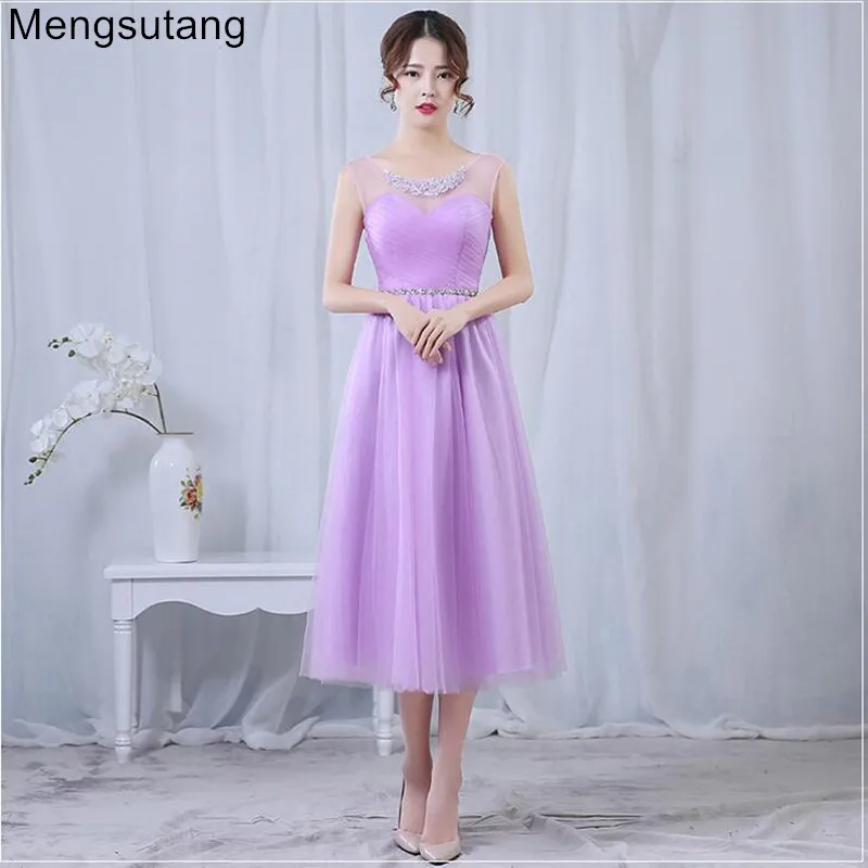 

Mint Green Evening Dresses Tea Length Tulle Sweetheart Lavender Dusty Rose 2019 Under 50 Wedding Prom Party Dress