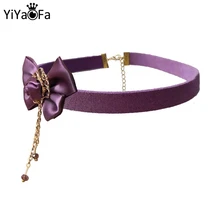 YiYaoFa Choker Necklace Fashion Jewelry Purple Ribbon Woman Collar Jewelry Women Neck Accessories Chokers Collar Necklace JL-243
