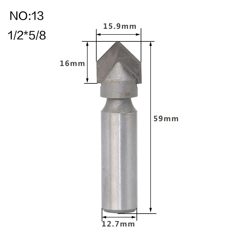 1 шт. 1/" 1/4" хвостовик промышленного класса фрезы для дерева 90 градусов V тип долбежный резак Вольфрам деревообрабатывающий резной инструмент - Длина режущей кромки: NO13