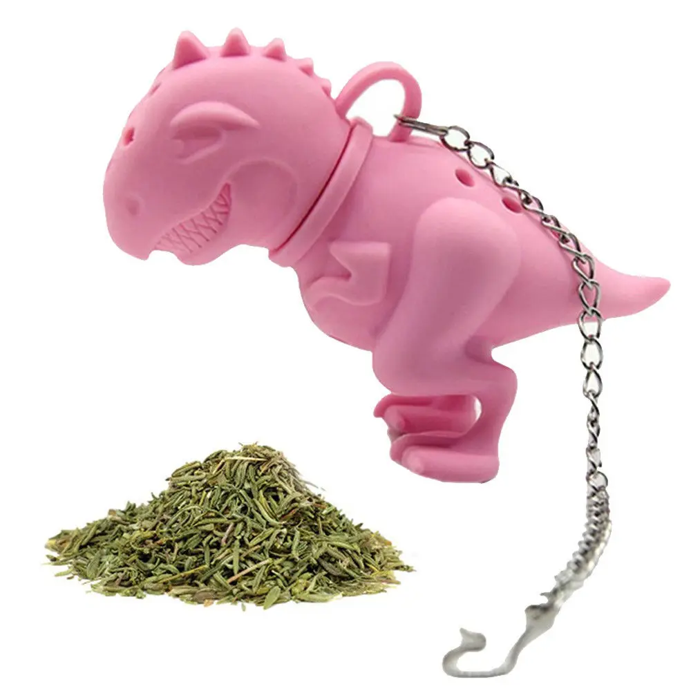 LINSBAYWU динозавр чай заварочный ситечко для листьев травяной Силиконовый Фильтр диффузор популярный - Цвет: Красный