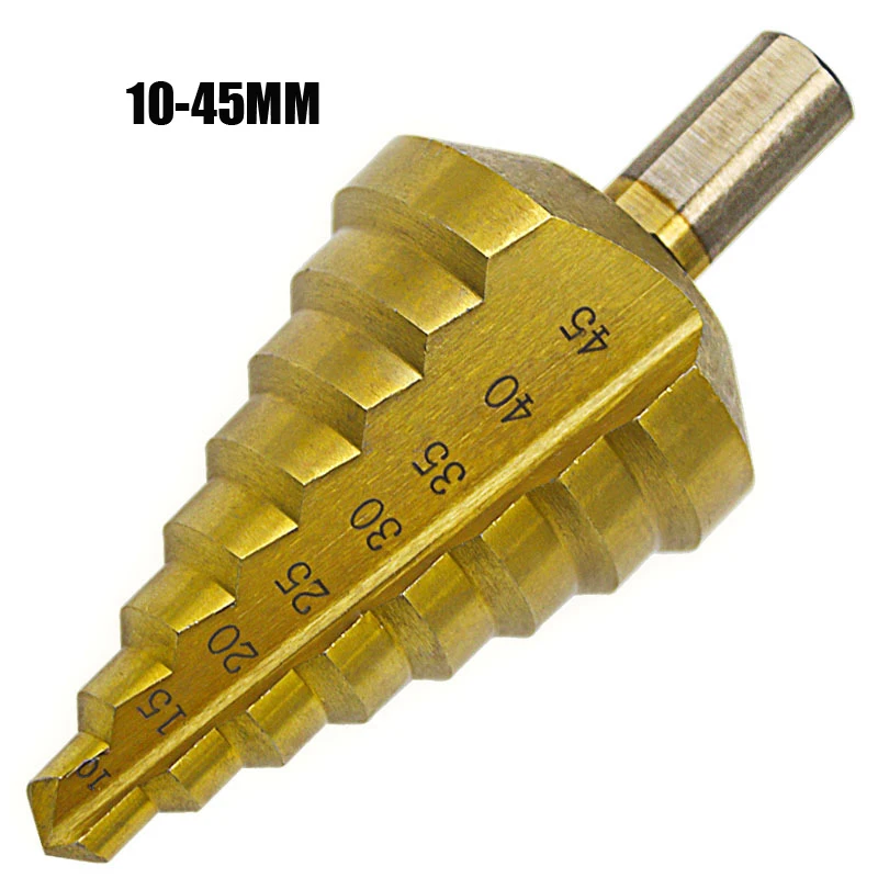 Step Drill Bit HSS Steel Cone Titanium Coated Woodworking Drill Bits Tool Set Hole Cutter 4-12 4-20 4-32 10-45mm Center Punch Step Drill Bit HSS Steel Cone Titanium Coated Woodworking Drill Bits Tool Set Hole Cutter 4-12 4-20 4-32 10-45mm Center Punch
