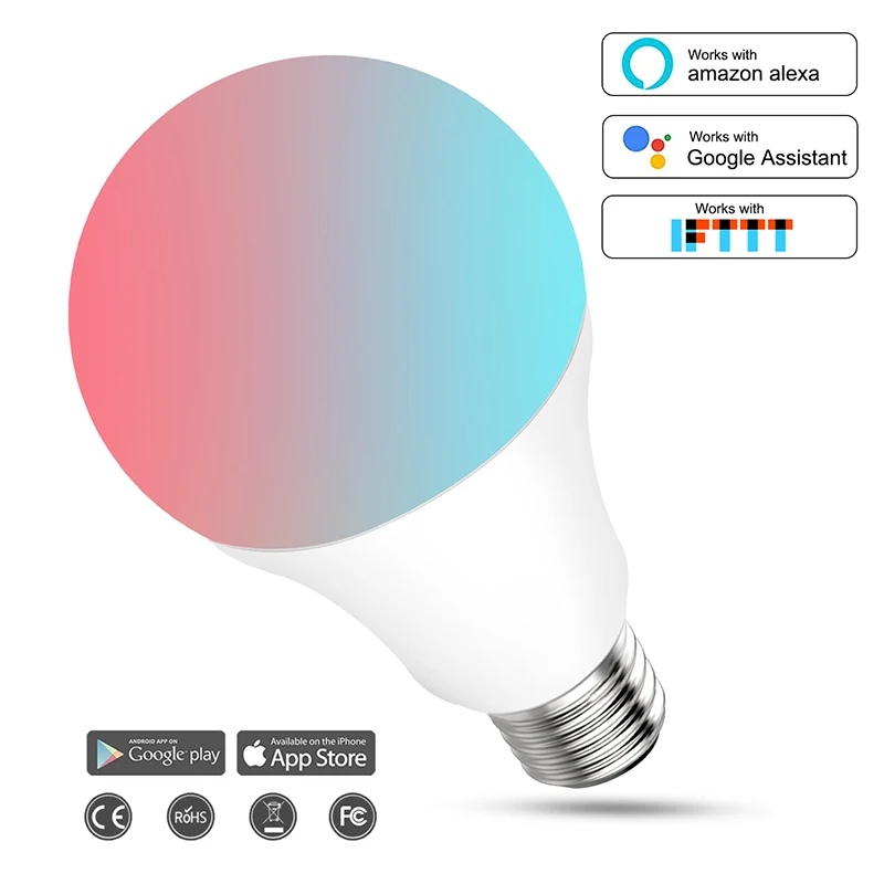 Smart Wifi RGB bulb  White Timing Function Dimmable LED Lamp 220V 110V Compatible with Amazon Alexa/Google Home Assistant