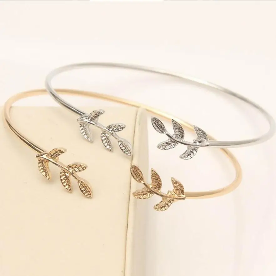 

GEMIXI Women Stylish Leaves Cuff Women Bracelet Delicate Leaf Open Bangle Bracelet 4.13