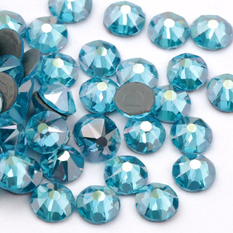 QIAO цвет покрытие серии Нежный AB Цвет SS16 SS20 8 большой 8 маленький кристалл стекло стразы горячей фиксации Стразы драгоценный камень - Цвет: aquamarine AB