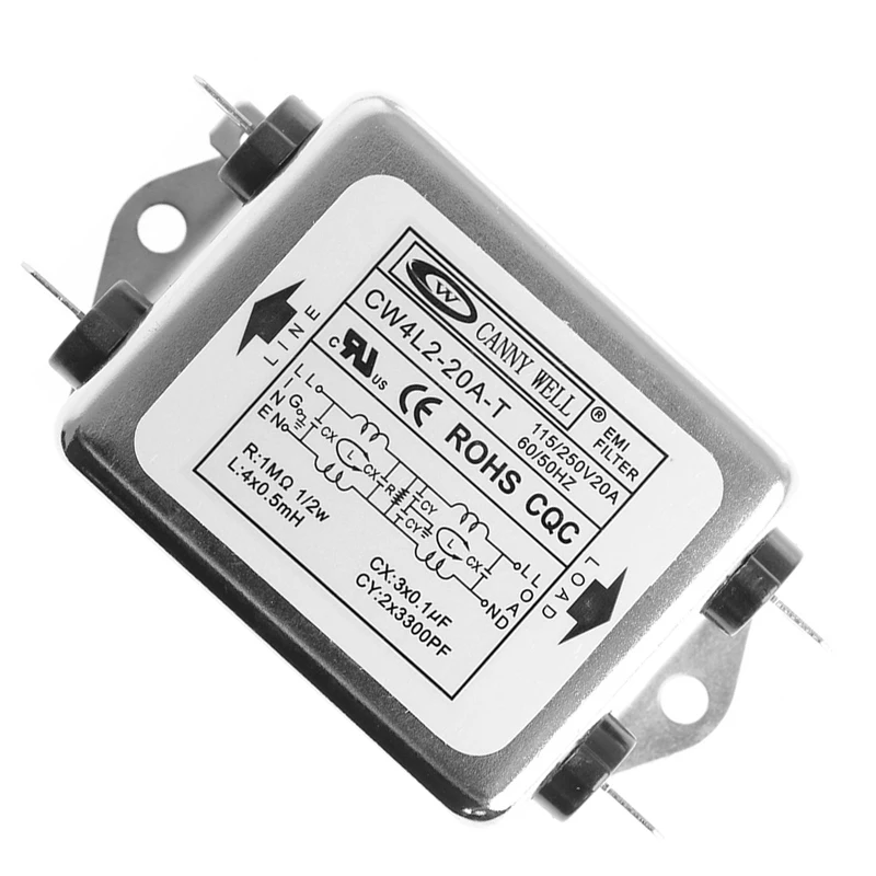 Power EMI Filter CW4L2-20A-T Monophasic Enhanced AC 220V 50//60 HZ 220V Negro unidad de fuente de alimentaci/ón