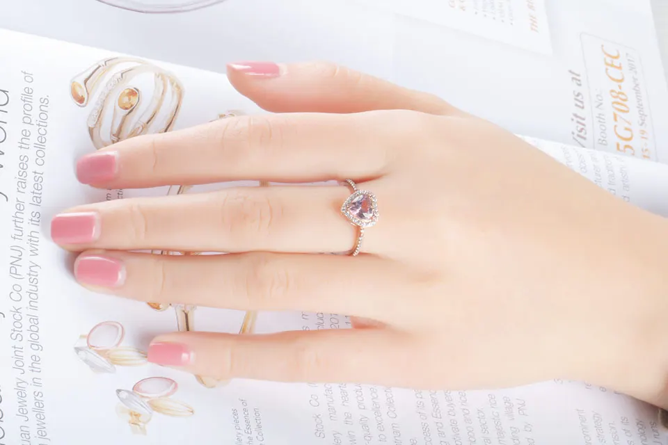 UMCHO имитация розового морганита Настоящее чистое 925 пробы Серебряное кольцо для женщин Solitarie обручальное кольцо Подарок на годовщину