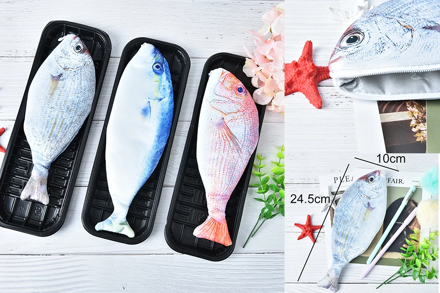 

Korea Style Creative Fish Shape Pencil Box Capacity Upgrades Pen Case School Gift Fun Fountain Pen Bag School Supplies