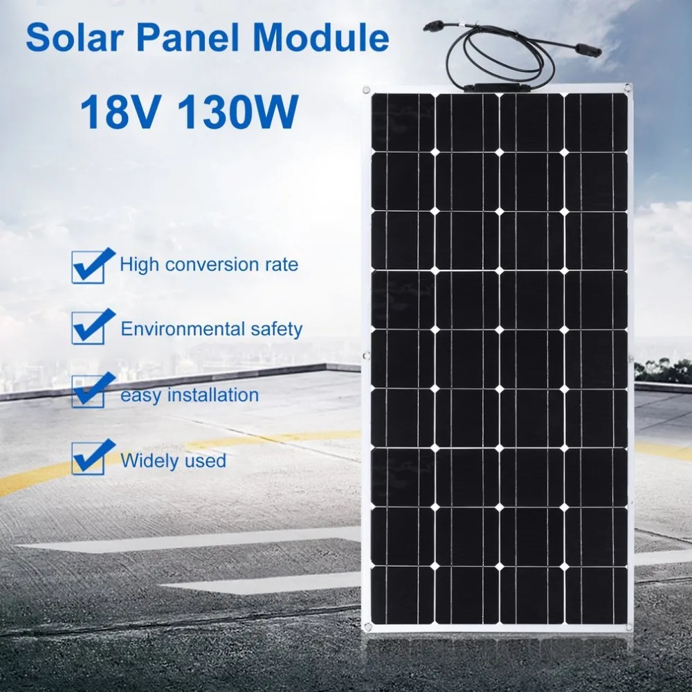 

130W Monocrystalline Silicon Solar Power System Module Solar Panel 18V Battery Charging For Off Grid RV Boat 2018 NEW