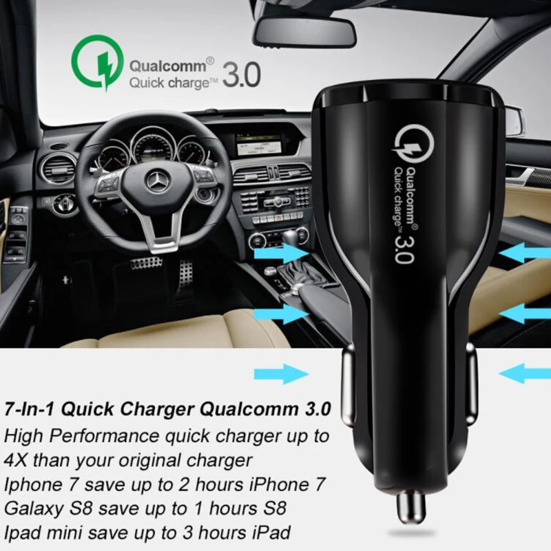 30W QC3.0 Quick Fast Car Charger for iPhone 8 Plus X XS MAX Dual USB Car Charger QC 3.0 for Samsung Xiaomi 2S Huawei Hornor Mate