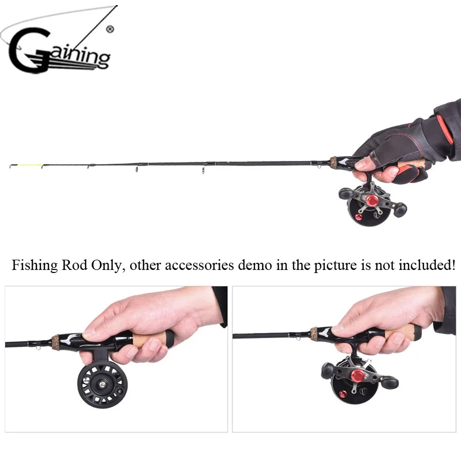 Outdoor Winter Ice Fishing Rods Pole Portable Winter Fishing Rods Spinning 1 Sections Fish Pole 19inch 4