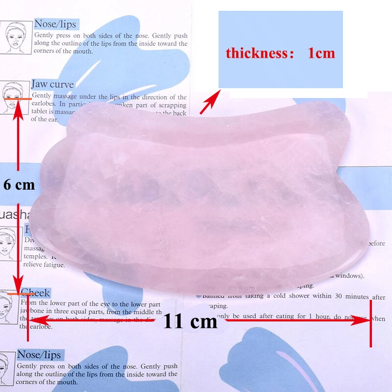 Розовый кварц Guasha доска розовый камень скребок массажер продвижение кровообращение инструмент для кожи упругость массажный инструмент