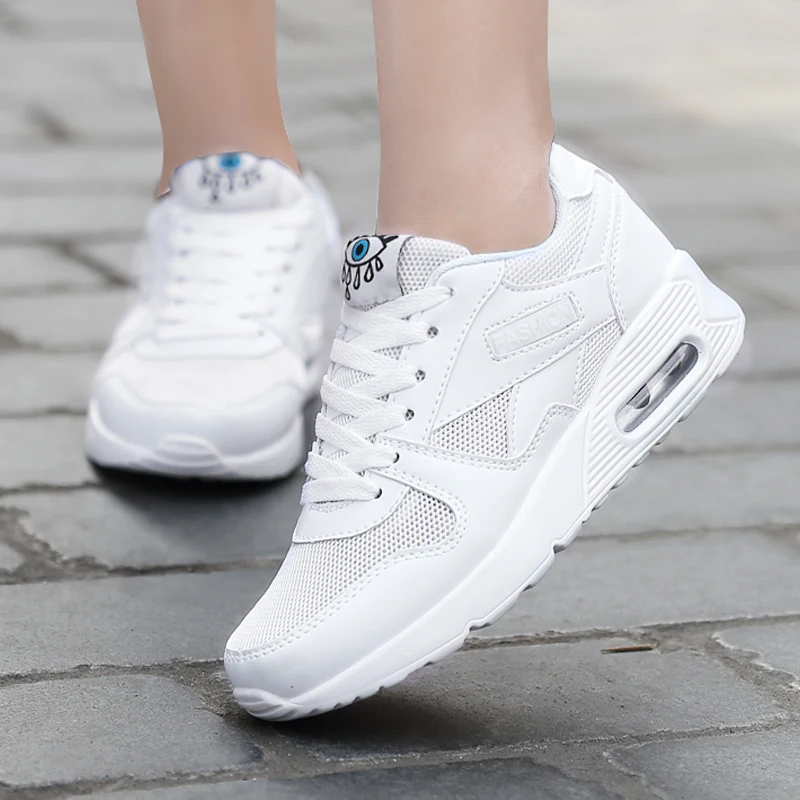 

Air Mesh Running Shoes Women Summer Comfortable Outdoor Height Increase Sport Shoes Air Cushion Girls Platform White Sneakers