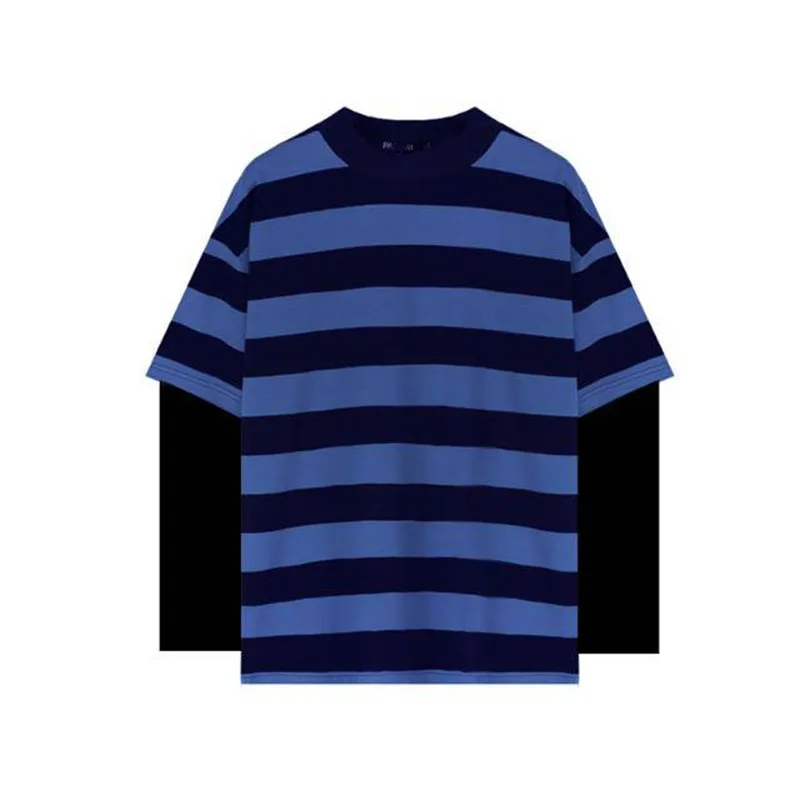 

Harajuku Hip Hop T-shirts Men Women Spring Fake Two Piece Long Sleeve Loose T Shirt Women Casual Plaid Top Tshirt Streetwear