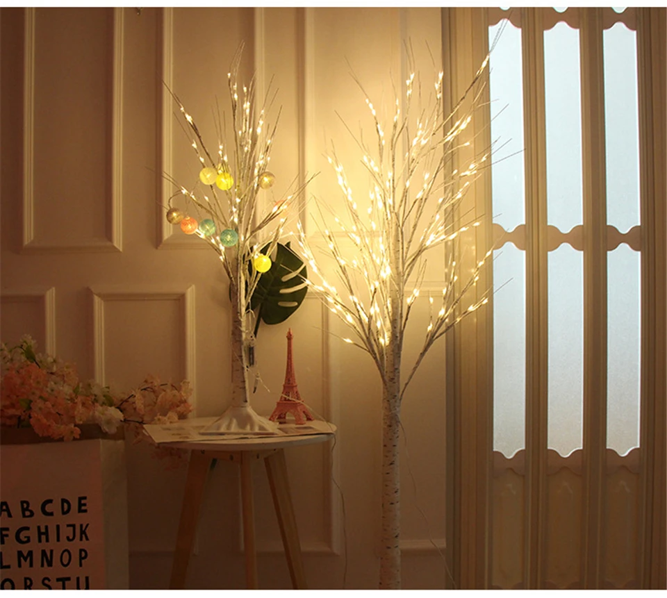 Árvore de Bétula Iluminação da Árvore Transporte da Gota Luz para o Natal Lâmpada Decorações Prata Casa Férias ue Interior Moderno Criativo Led 22 Led árvore de bétula lâmpada luz para