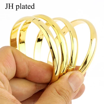 

JHplated 4 pieces Fashion style Bangle gold color for Women Bangle Ethiopian Bangle Dubai Bride Wedding African Party Jewelry