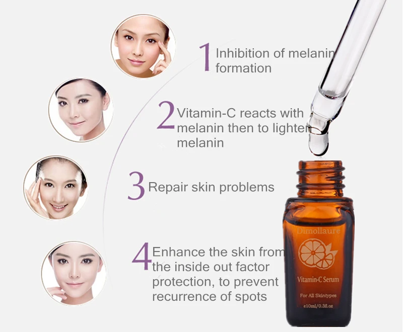 Dimollaure Vitamin C Serum Remove Acne Pimples Anti Aging Whitening Moisturzing Face Care Hyaluronic acid Essence