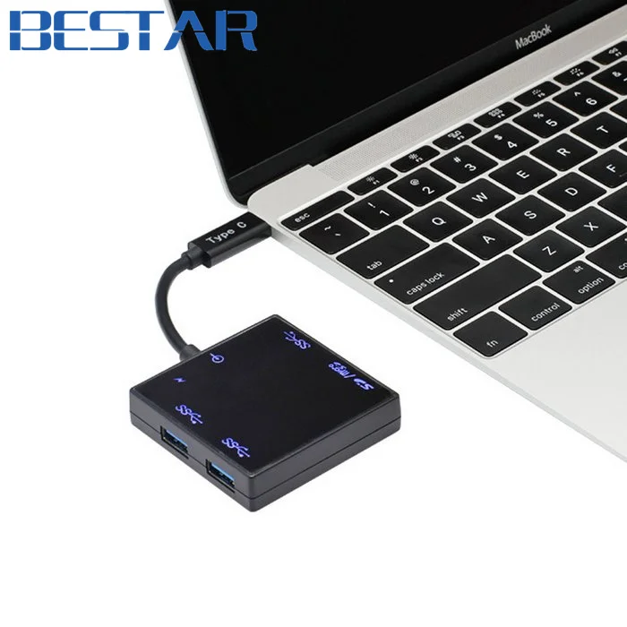 Черный концентратор USB 3,1 type C USB-C несколько 3 портов концентратор адаптер и TF SD Флешка картридер usb концентратор для нового 12 дюймов Macbook и Chromebook