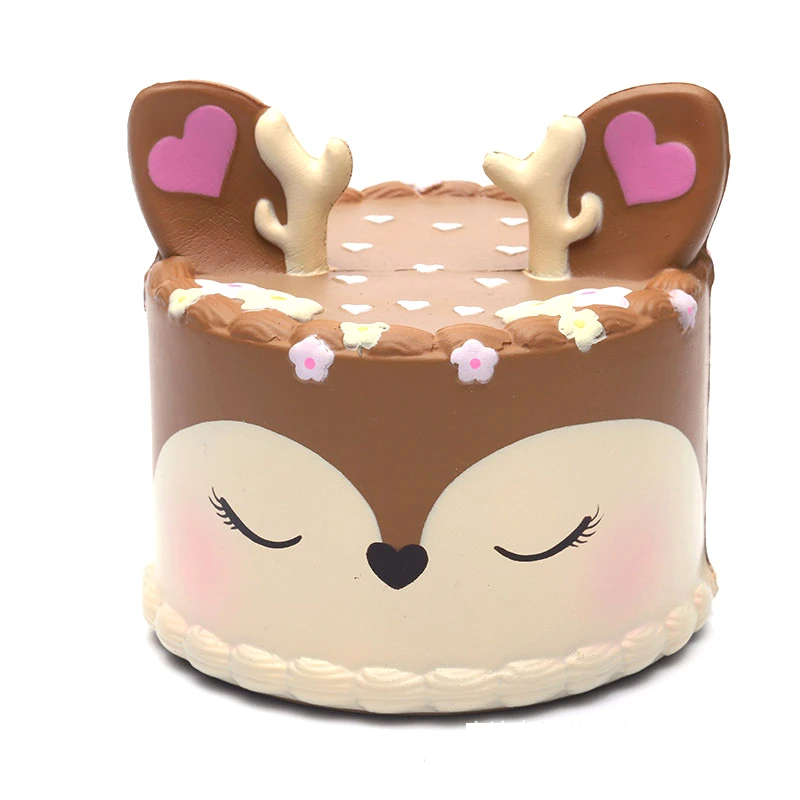 coloful jumbo Deer Cake Squishy slow rising antistress toy stress relief toy for children boys girls adults autism squeeze toy - Цвет: 8X9.5cm brwon deer