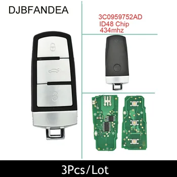 

DJBFANDEA 3Pcs/Lot Complete Remote Key DIY 433MHZ For VW VOLKSWAGEN PASSAT CC MAGOTAN 3C0959752BA For VW 3C0 959 752 BA