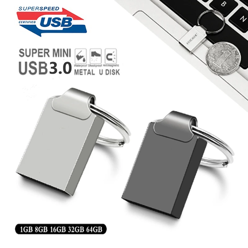 Мини-usb флэш-накопитель 128 usb-флэш, совместимо с ПК и смартфоном 3,0 Серебристая крошечная Флэшка 32 ГБ 8 ГБ 4 ГБ 16 ГБ u диск ручка 64 ГБ, флешка ключ usb conver