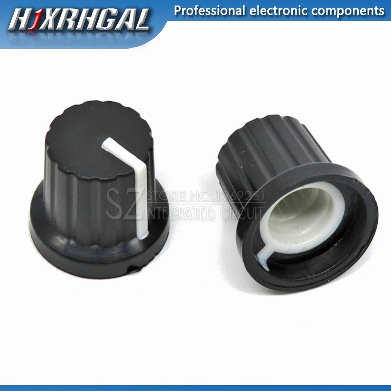10 Pcs 6mm Shaft Hole Dia Plastic Threaded Knurled Potentiometer Knobs Caps WH148 potentiometer knobs