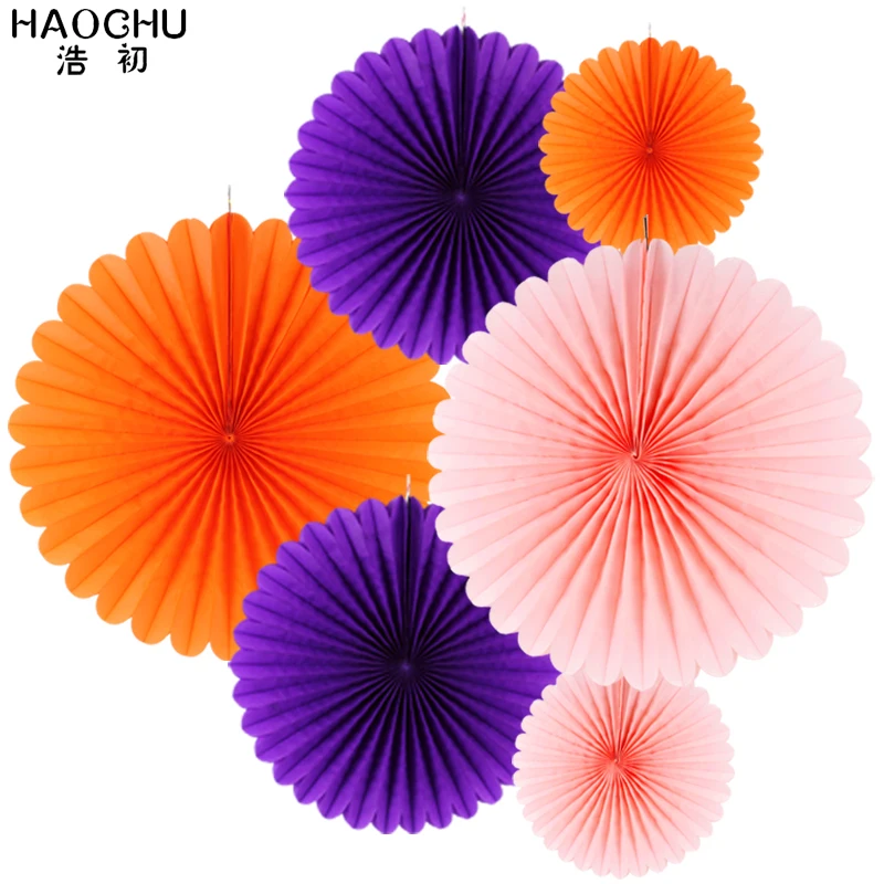 HAOCHU упаковка из 6 бумажных вееров украшение Accodion веера гофрированные розетки фон