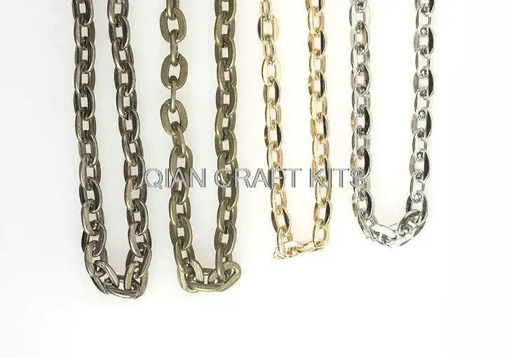 

30yards mixed Fancy Flat Oval Cable Brass Chain Bulk, Gold ,silver,antique bronze mixed width (1mm-2mm)