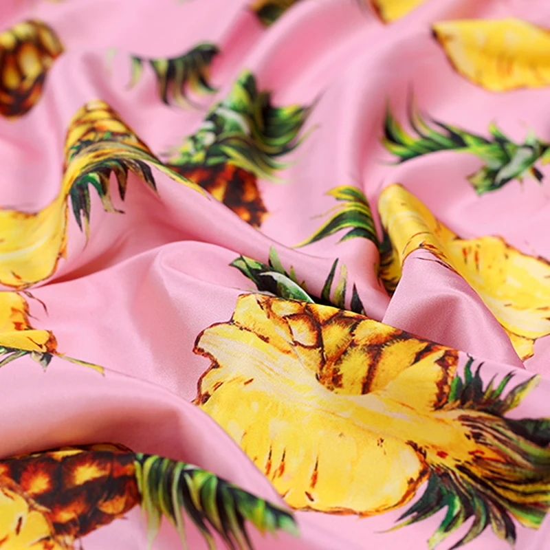Buy Pineapple Pink Silk Fabric for Summer Long and