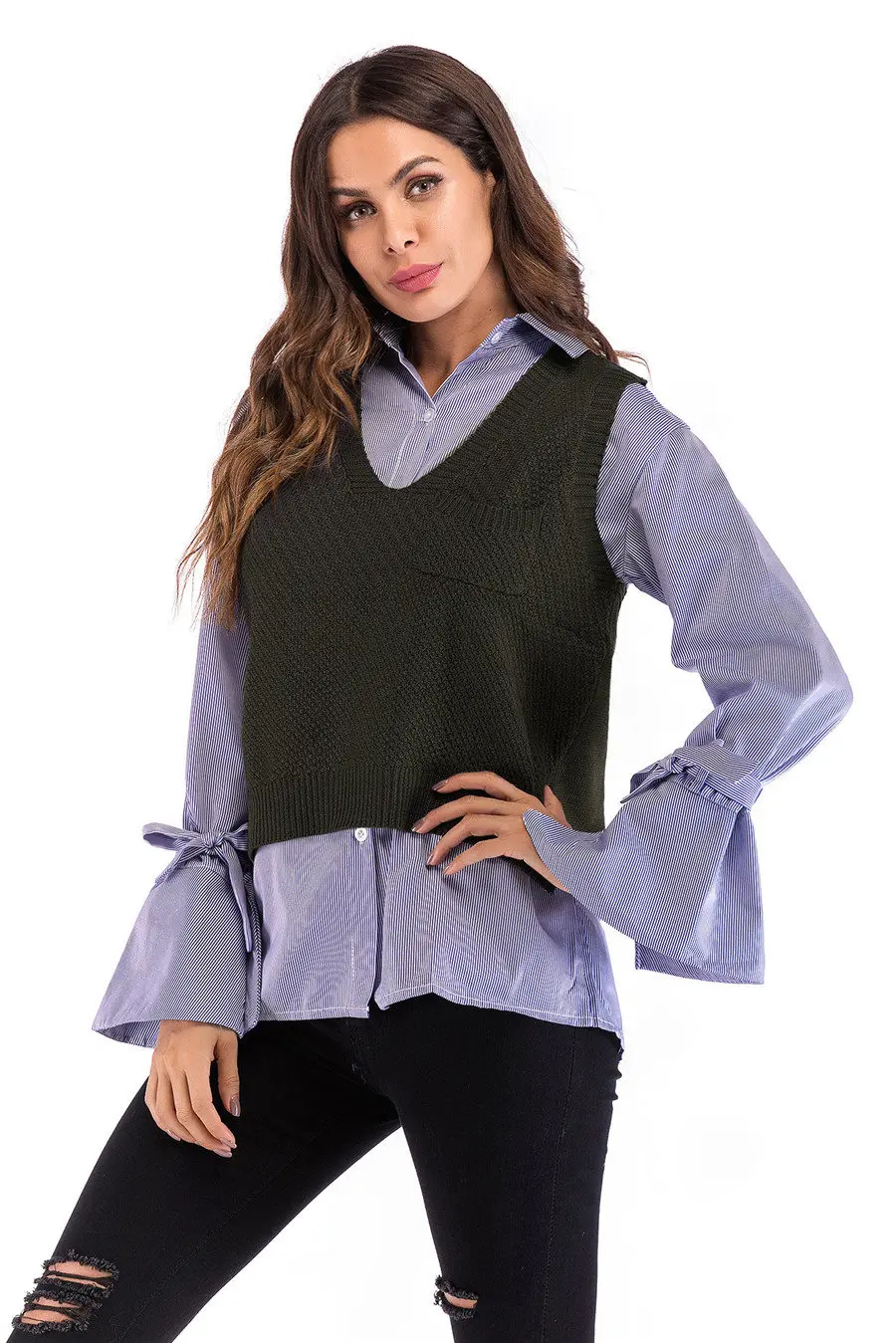 Gladiolus 2018 Fashion Knitwear Autumn Winter Sweater Women Sleeveless V-Neck Loose Knitted Waistcoat Women Vest Short Sweaters (14)