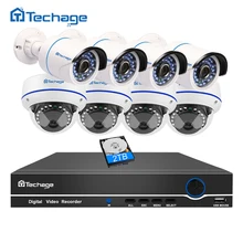 Techage 8CH 1080P HDMI NVR POE CCTV System Vandalproof Anti-vandal Dome Indoor Outdoor IP Camera Video POE Surveillance System