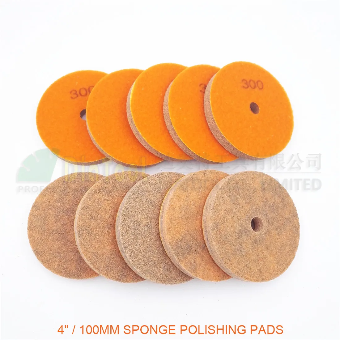 DIATOOL 10pcs 4inches Diamond Sponge Polishing Pads For Soft Stone Marble Artificial Stone Terrazzo Grit #300 Diameter 100MM