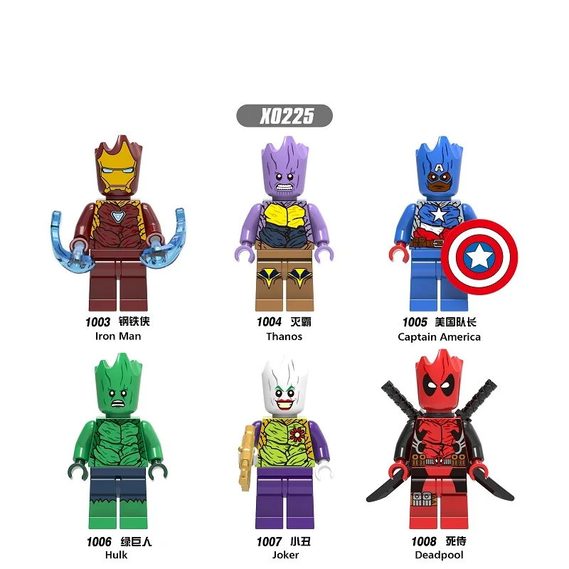 

Building Blocks Marvel Super Heroes Captain America Hulk Joker Iron Thonas Tree Man bricks Figures For Children Gift Toys