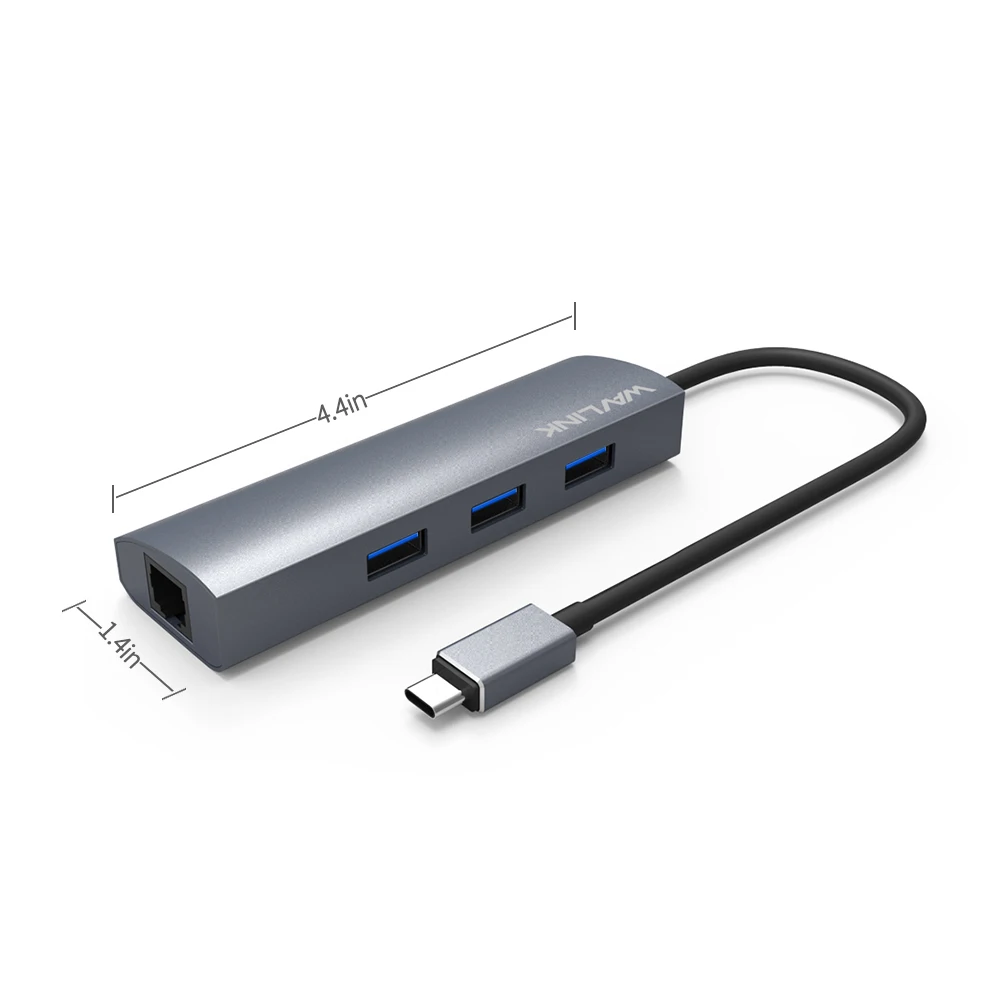 Wavlink USB C 3,1 to Gigabit Adapter серии 3-Порты и разъёмы USB 3,0 Алюминий концентратор с Тип C адаптер+ RJ45 Gigabit Ethern LAN Порты и разъёмы-серый