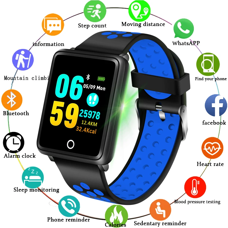 

LIGE Sport Smart Bracelet Men IP67 Waterproof Fitness Watch Blood Pressure Heart Rate Monitor Pedometer Watch relojes para mujer