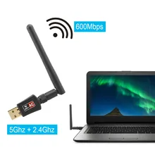 600M Беспроводной USB wifi сетевой адаптер двухдиапазонный 2,4/5,8G Antena Wi-Fi ключ для Windows XP Vista Win 7 8 10 Mac Linux