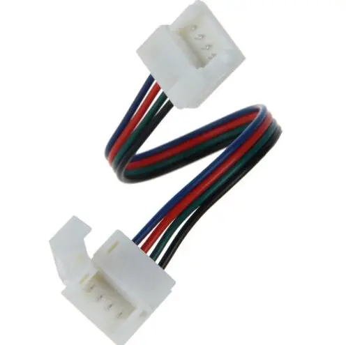 

50Pcs 10mm 4 Pin Waterproof RGB led strip Connector 2 clips with 15cm wire Free shipping