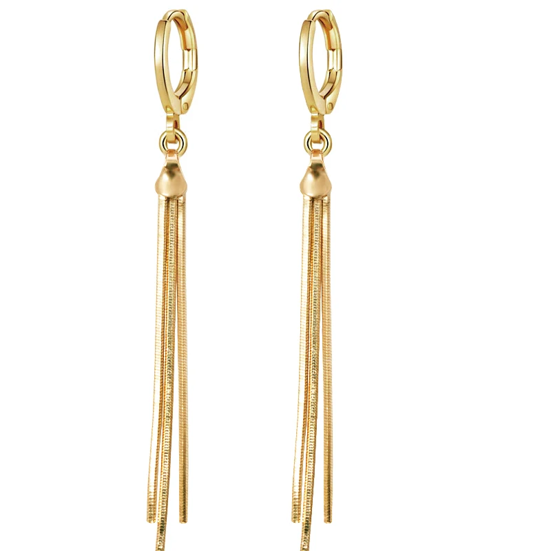 

MxGxFam Gold Color 18 k Drop Snke Chain Tassel Earrings For Women Fashion XP Jewelry