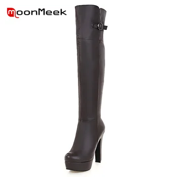 

MoonMeek new arrive 2020 elegant knee high boots ladies hot sale autumn winter platform boots sexy woman boots super high heel